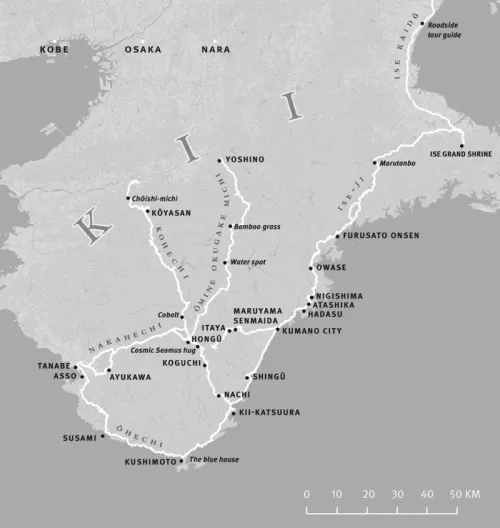 Map of the Kii Peninsula and route