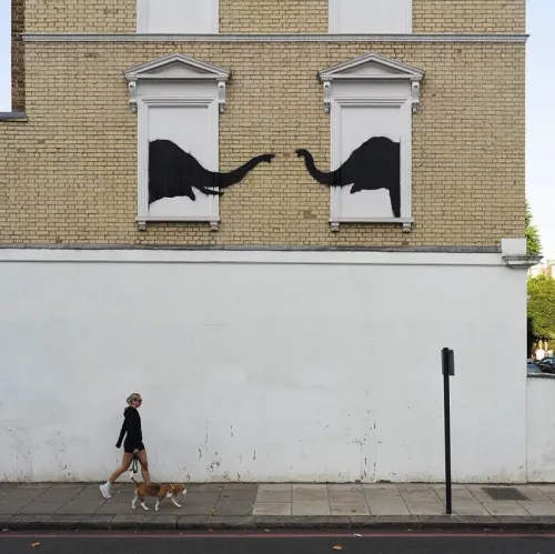 Elephants playing in Chelsea.