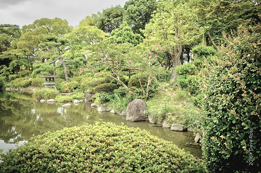 zen garden inside castle walls